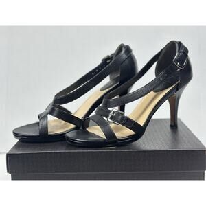 Vintage Cole Haan Black Strappy Leather Buckle Air Sole D'Orsay Heels Size 9.5 B